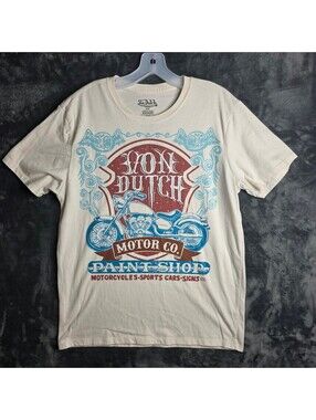 Von Dutch Motor Co Paint Shop Motorcycle Embroidered Tshirt Sz Medium